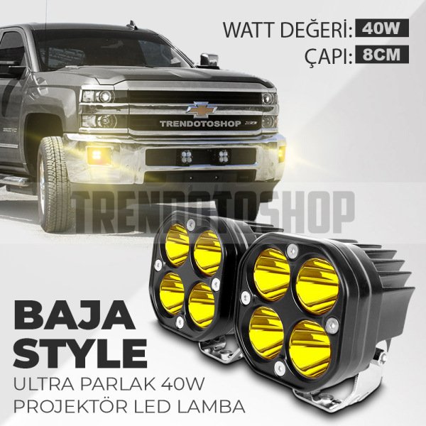 40w Baja Style 8 Cm Ultra Parlak Led Projektor Off Road 2 Adet