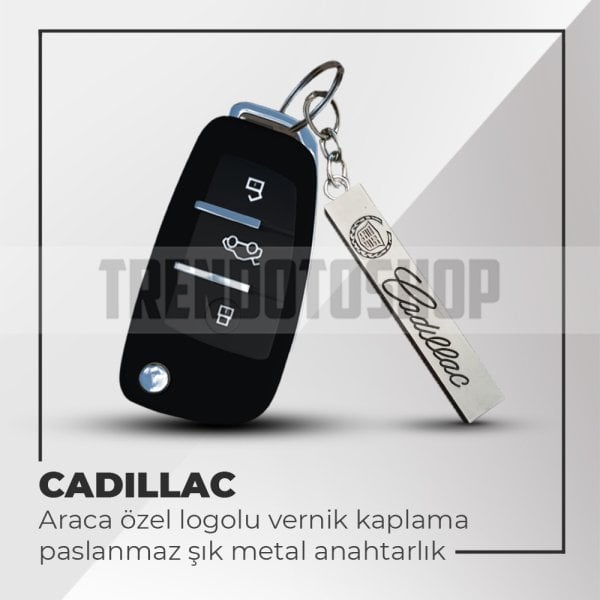 Cadillac Uyumlu Paslanmaz Metal Anahtarlık Kırmızı